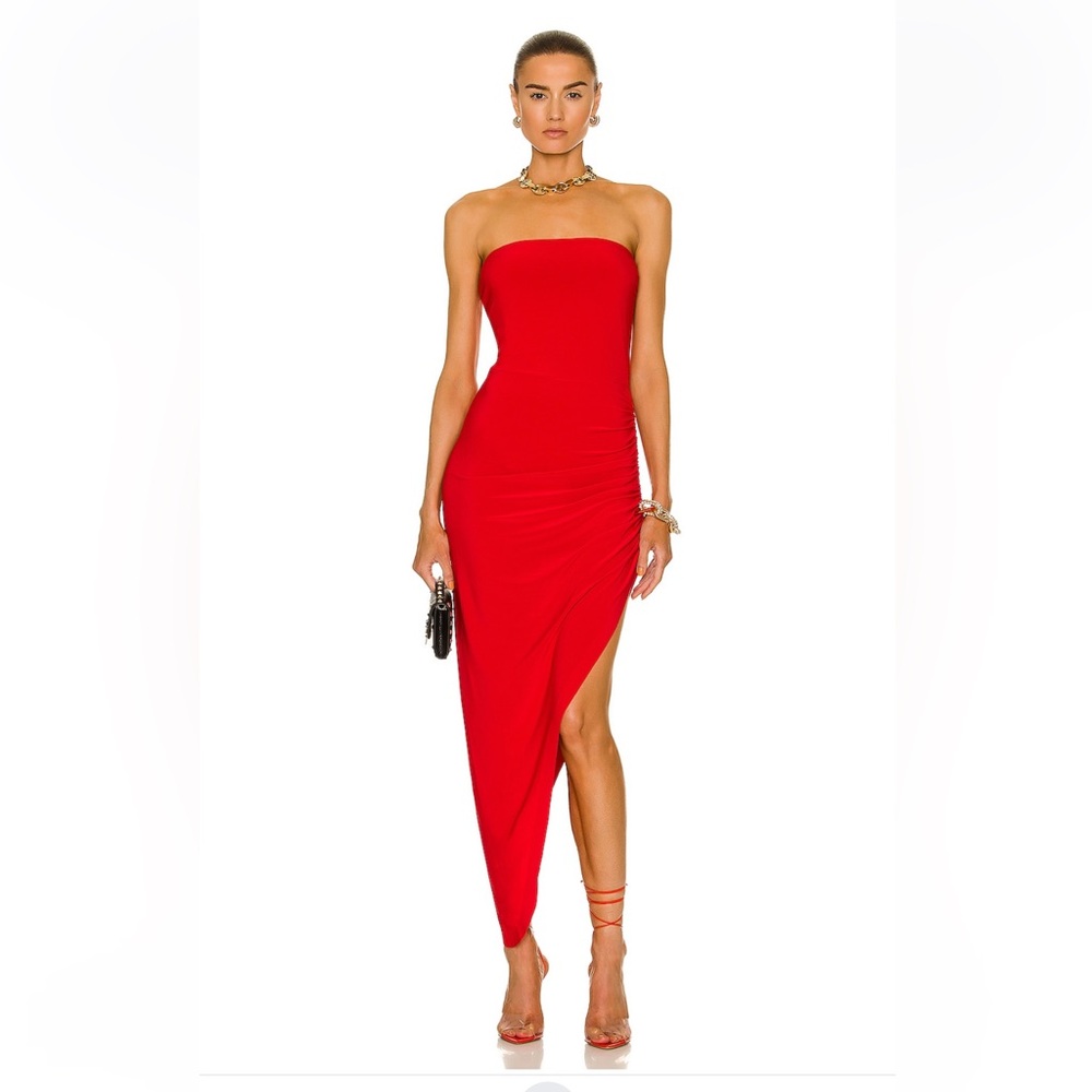 NORMA KAMALI Strapless Side Drape Gown